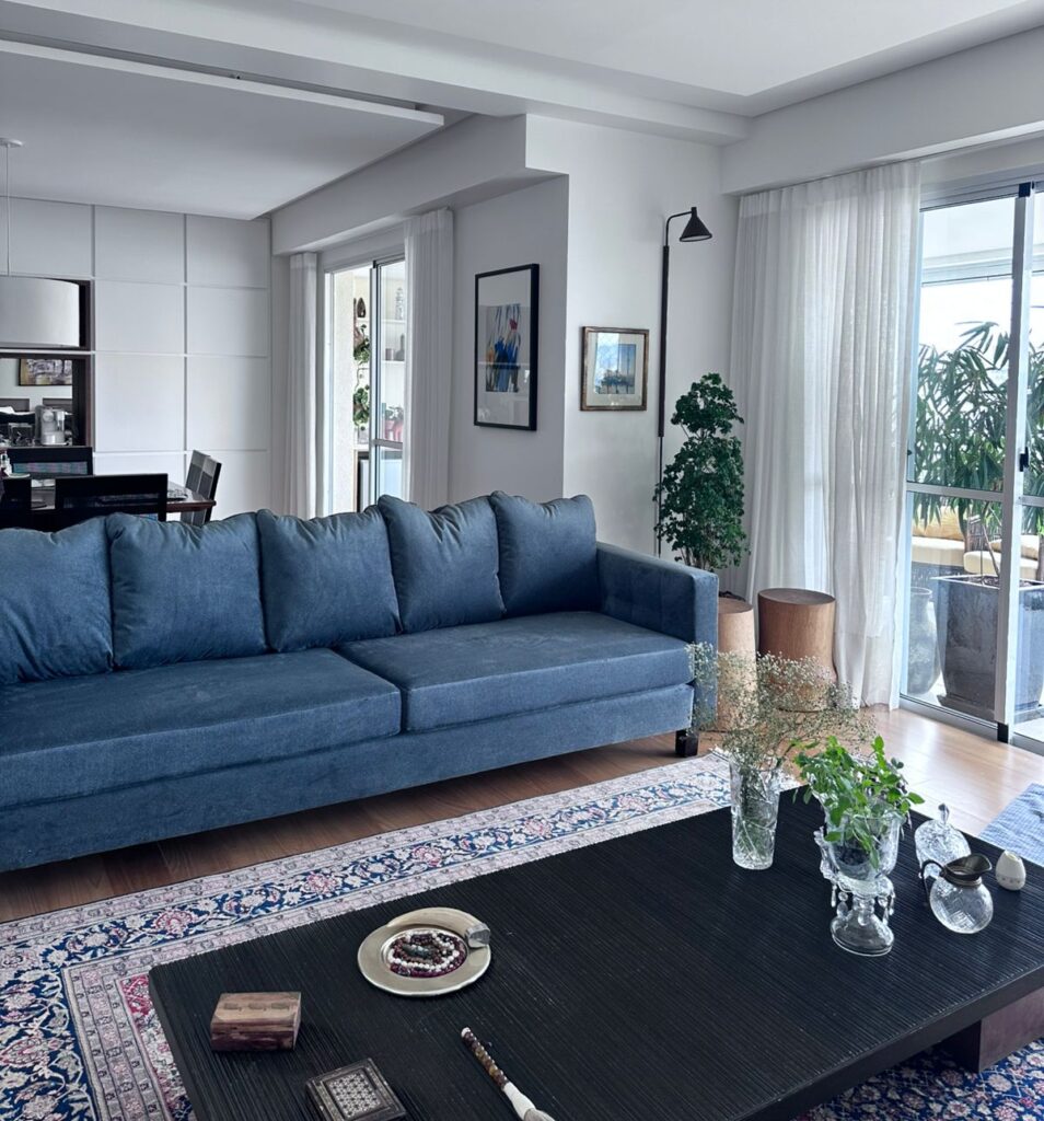 Tecido Alta performace da Quaker tecidos - Resultado de uma restauração de sofá no Atelie da TGB Interiores